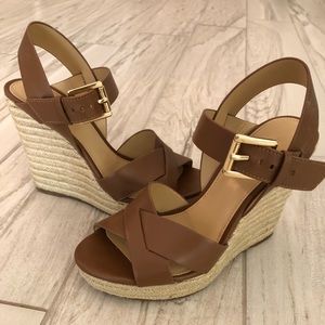 Michael Kors Brown Leather Wedges
